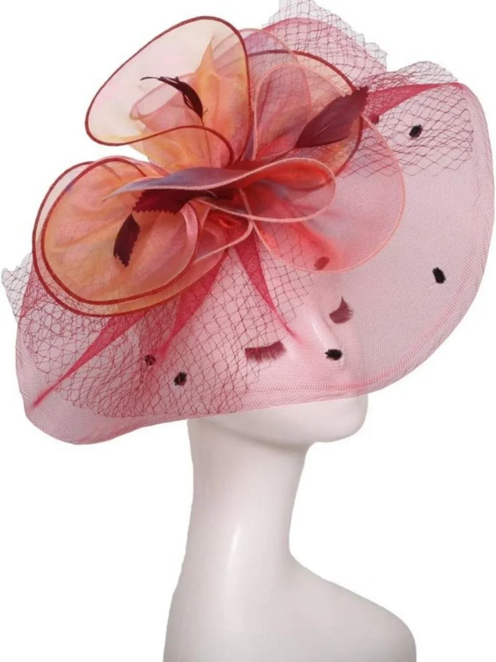 Elegant Wide Brim Organza Church Hat for Weddings & Tea Parties with Detachable